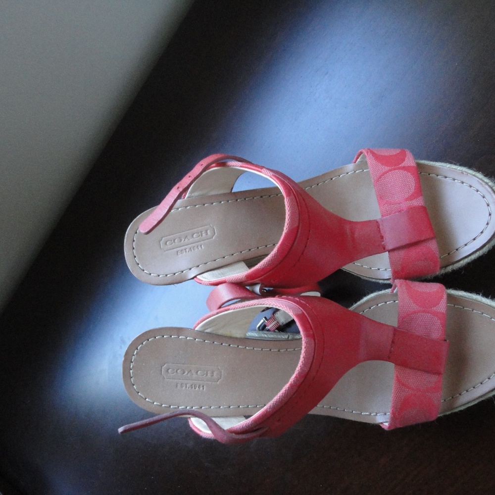 COACH pumps/wedges/coral red/8